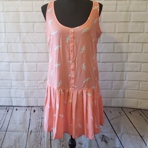 G21 pink sheer summer dress with birds